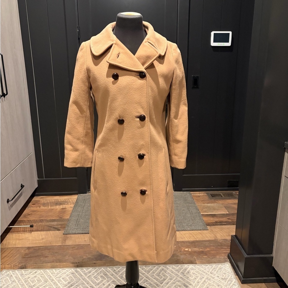Vintage Talbots Camel Wool Coat | Double Breasted | Longline | Size 10